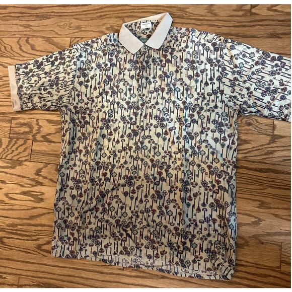 Michael Thomas Egyptian Nile Golf Polo Men's Sz L Brown Multicolor Made in USA - Picture 1 of 6